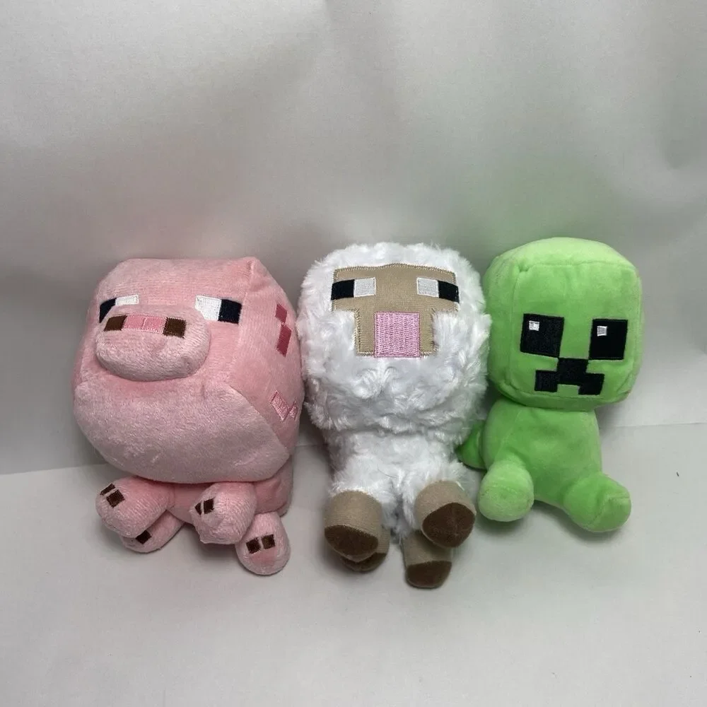 Jazwares Mojang Minecraft Pink Pig ,White Lamb , Jinx Creeper Plush Lot of 3